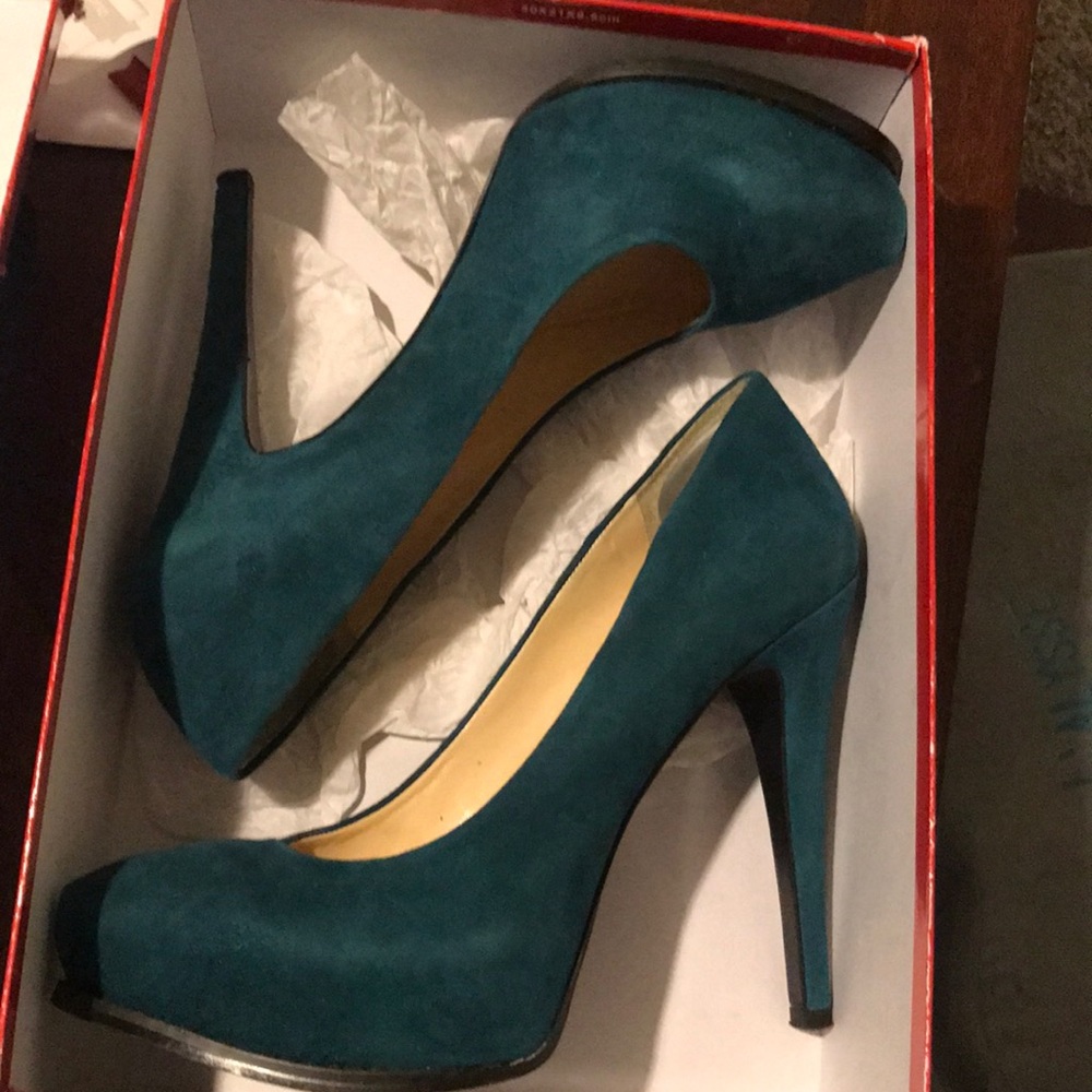Suede guess heels platform pumps stilettos teal